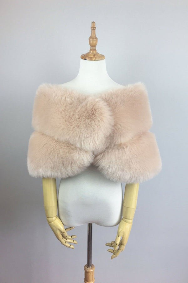 Blush / Beige Fur Shawl (Penelope Blu01)