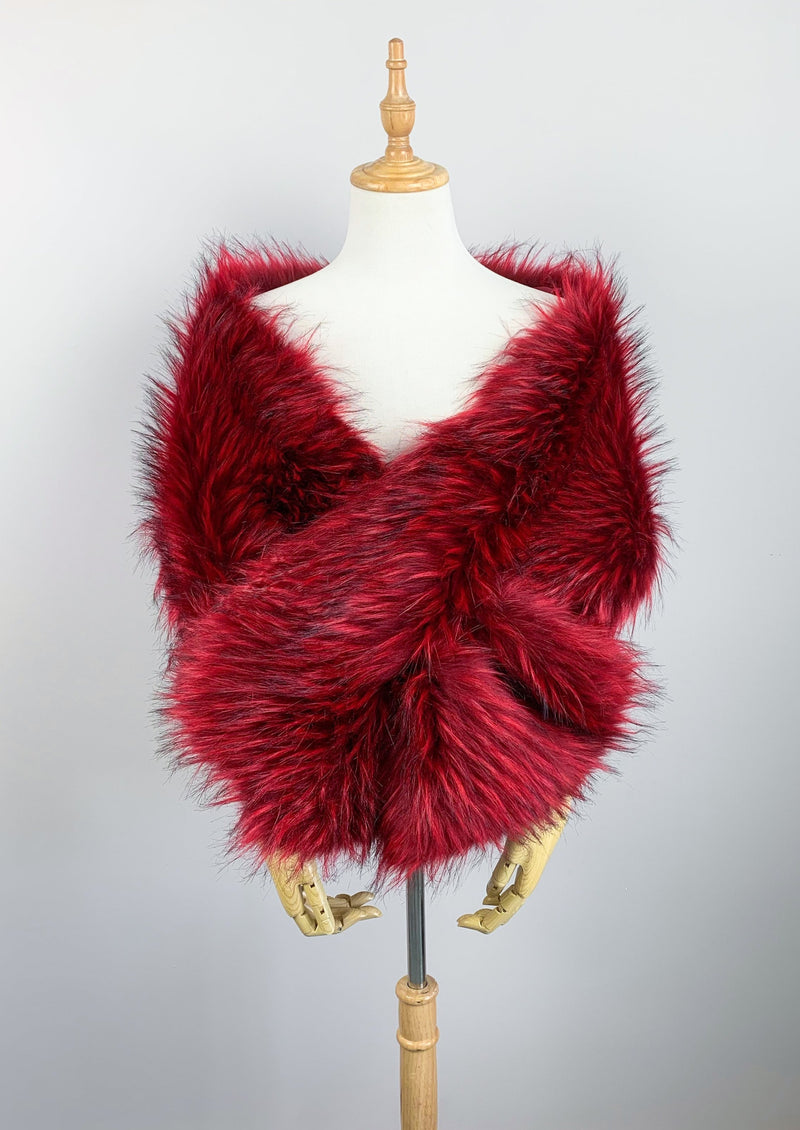 Red Fur Shawl (Lilian Red02)
