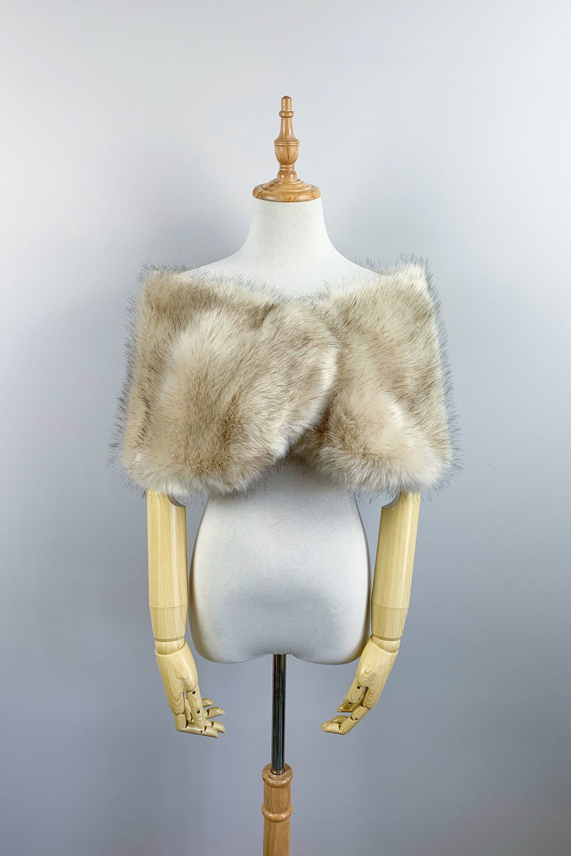 Blush / Beige Fur Wrap (Serena Blu03)