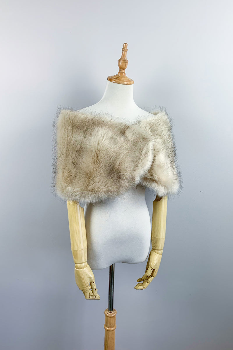 Blush / Beige Fur Wrap (Serena Blu03)