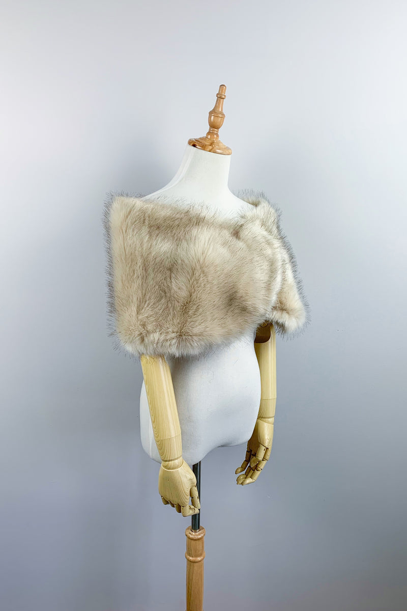 Blush / Beige Fur Wrap (Serena Blu03)