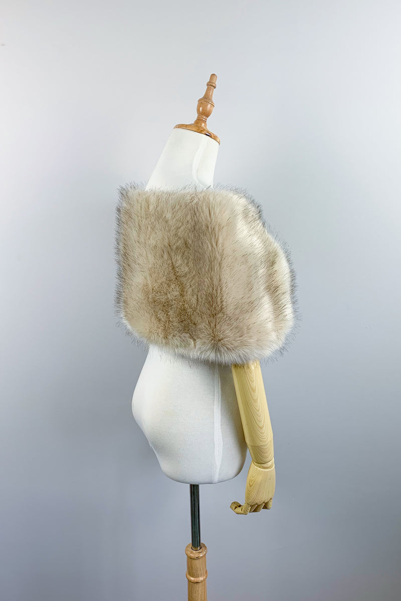 Blush / Beige Fur Wrap (Serena Blu03)