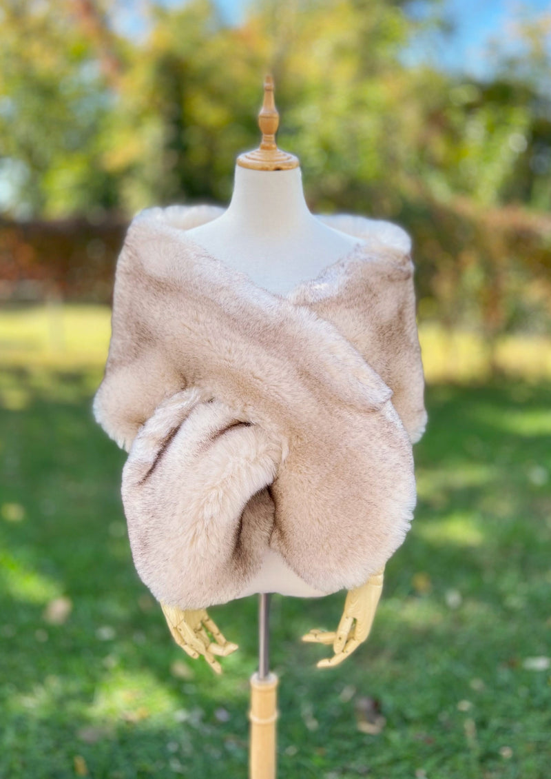 Blush / Peach Fur Shawl (Lilian Pea01)