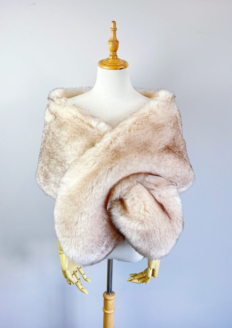 Blush / Peach Fur Shawl (Lilian Pea01)