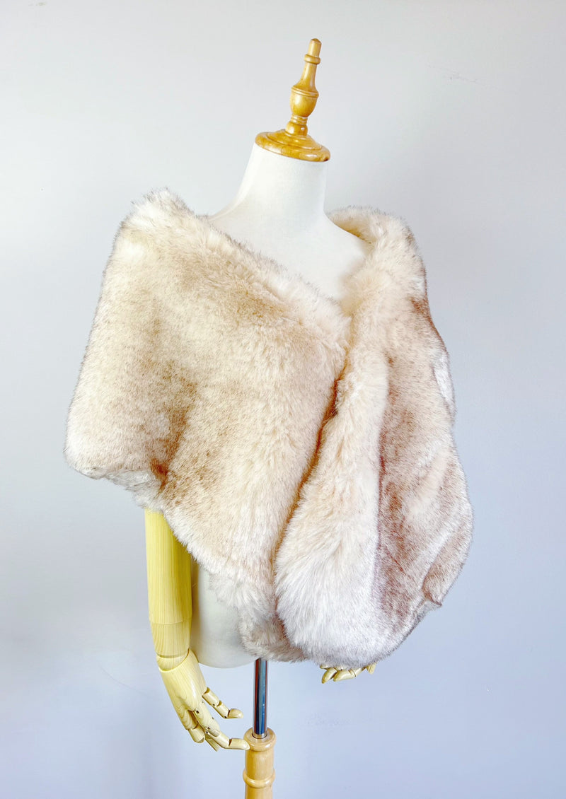 Blush / Peach Fur Shawl (Lilian Pea01)