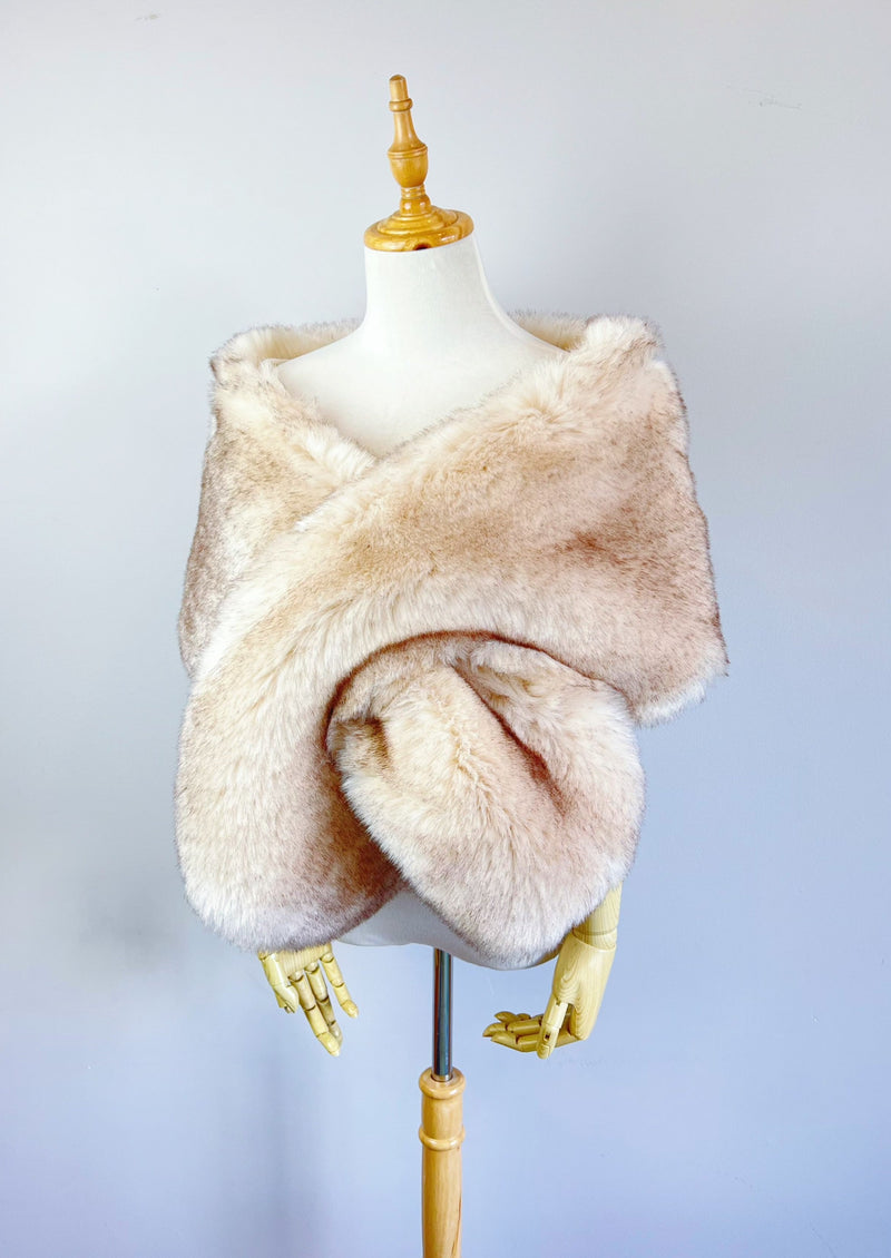 Blush / Peach Fur Shawl (Lilian Pea01)