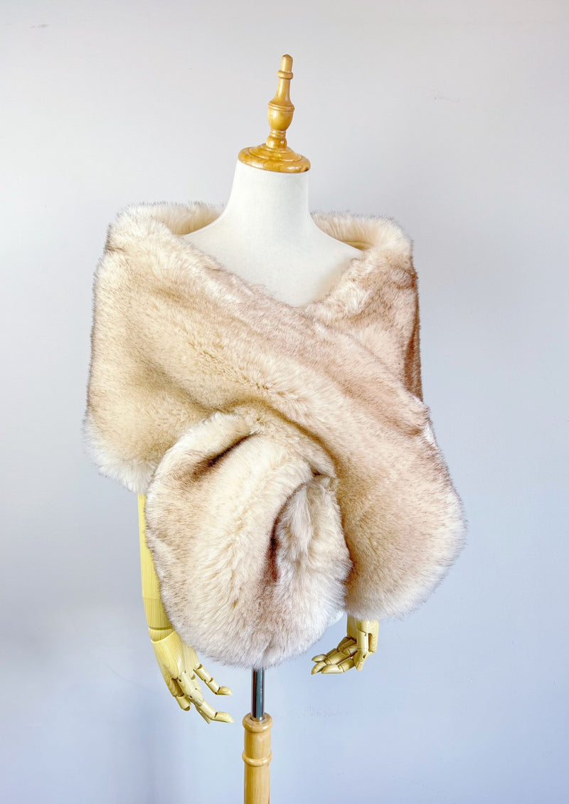 Blush / Peach Fur Shawl (Lilian Pea01)