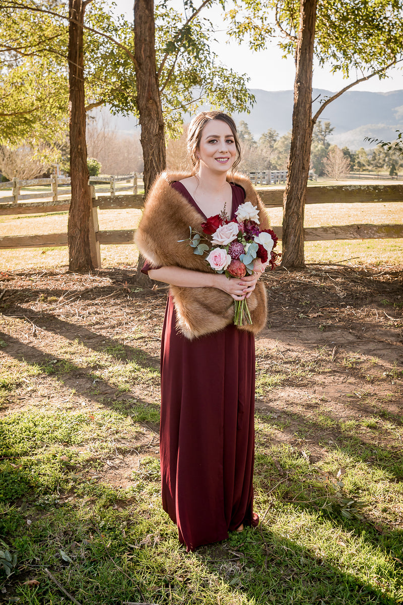 Honey Brown Fur Shawl (Lilian LBrw03) Sissily Designs Honey Brown Fur Shawl (Lilian LBrw03) Sissily Designs