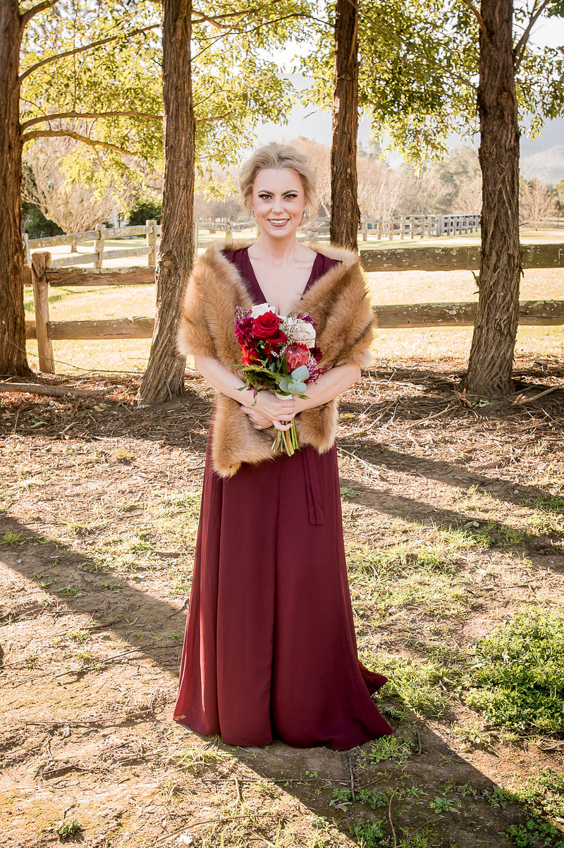Honey Brown Fur Shawl (Lilian LBrw03)