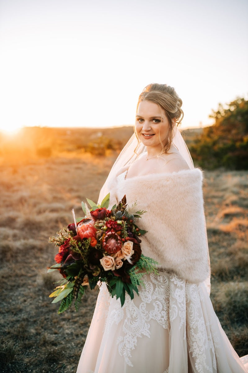 Blush / Beige Fur Shawl (Butterfly Blu03)