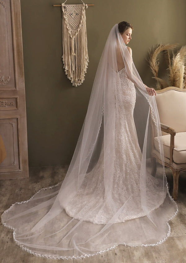 Evelyn | Leaves Lace Long Veil