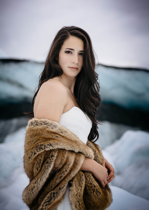 Brown Faux Fur Shawl (Butterfly Brw04)