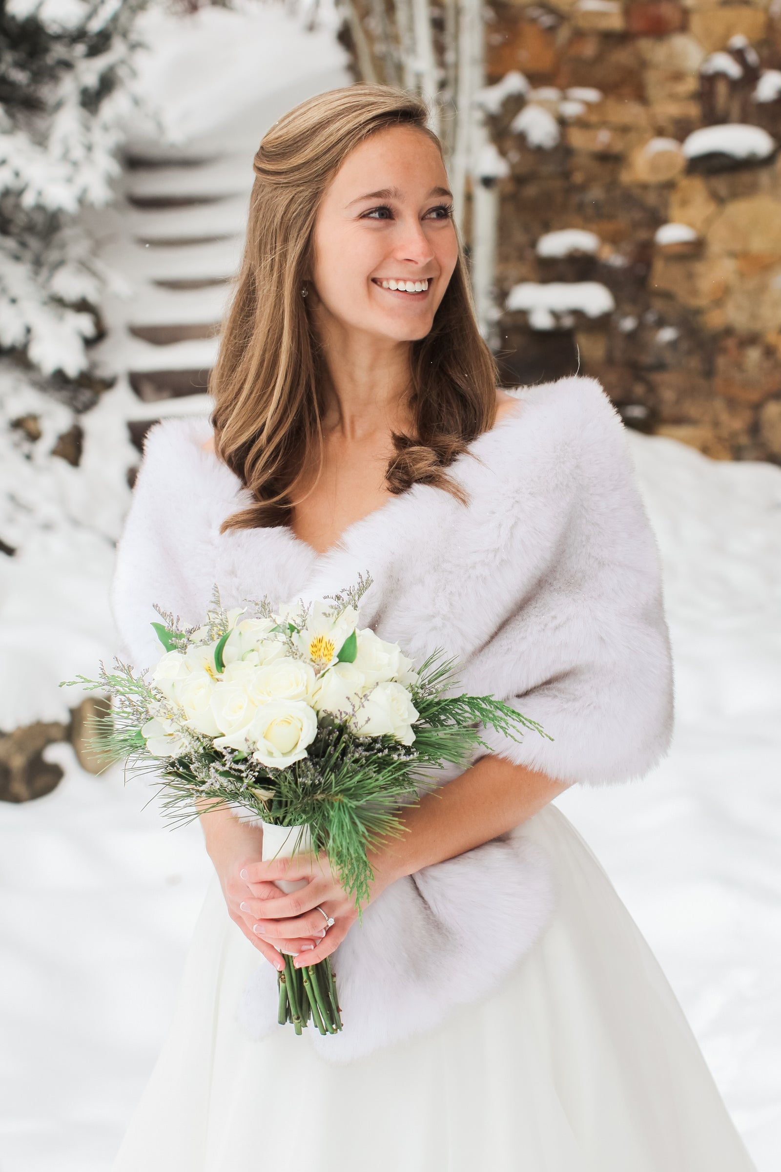 Light Gray Fur Shawl (Lilian SGry01) – Sissily Designs