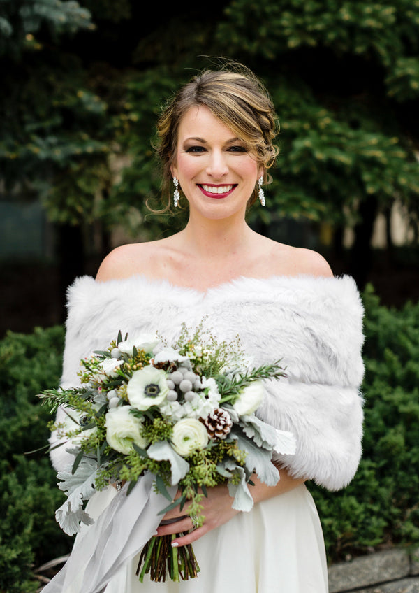 Light Gray / Silver Fur Wrap (Penelope LGry07)