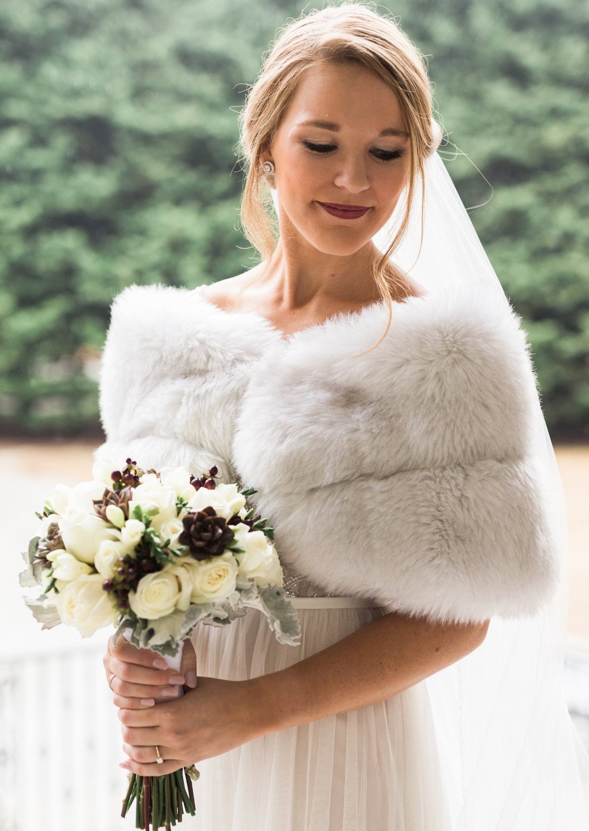faux fur shawl wedding