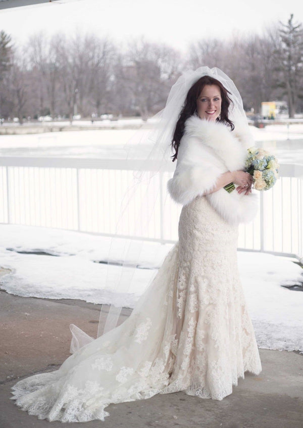 Ivory Bridal Fur Shawl (Butterfly Wht01)