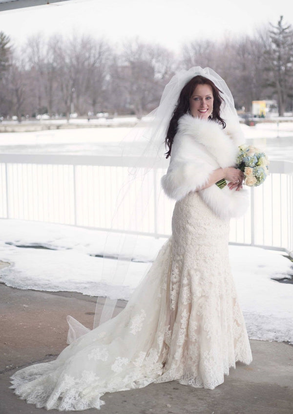 Ivory Bridal Fur Shawl (Butterfly Wht01)