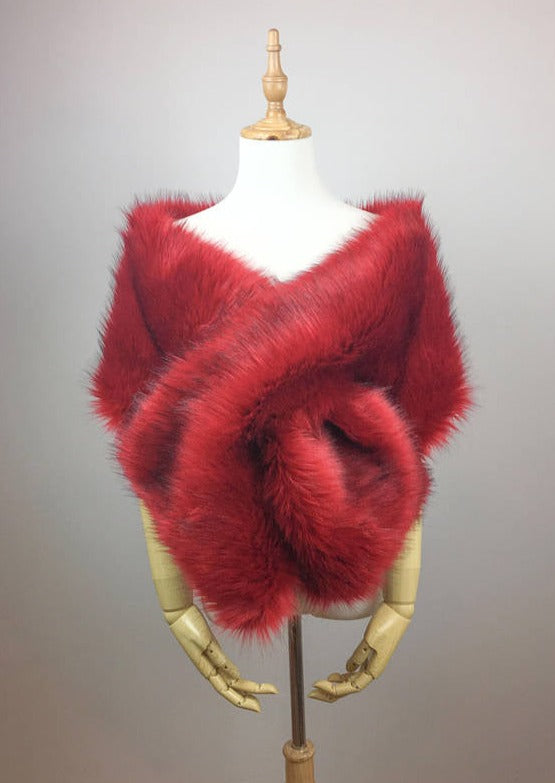 Red Fur Shawl (Lilian Red03)