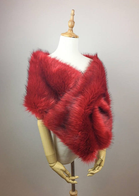 Red Fur Shawl (Lilian Red03)