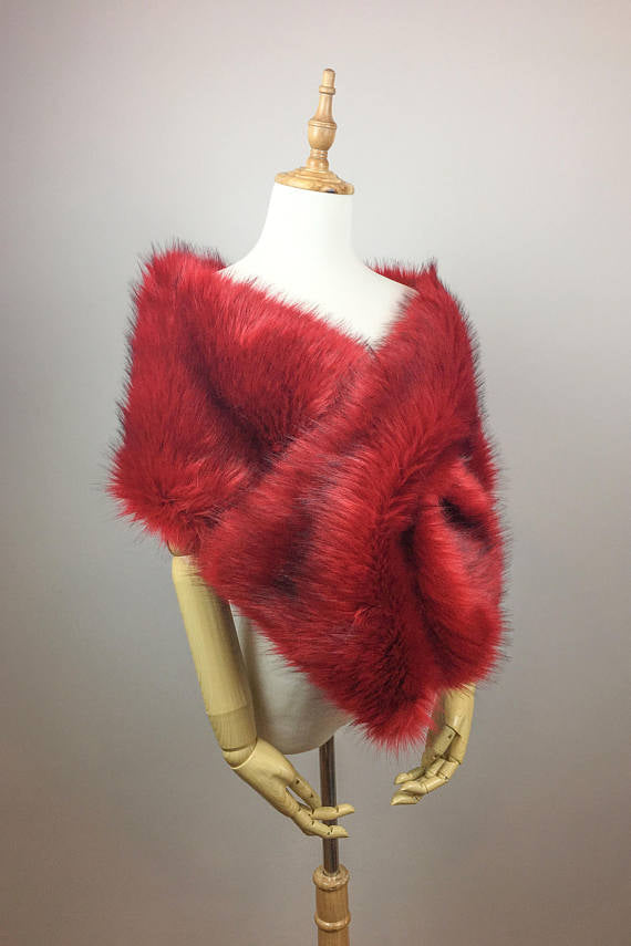 Red Fur Shawl (Lilian Red03)