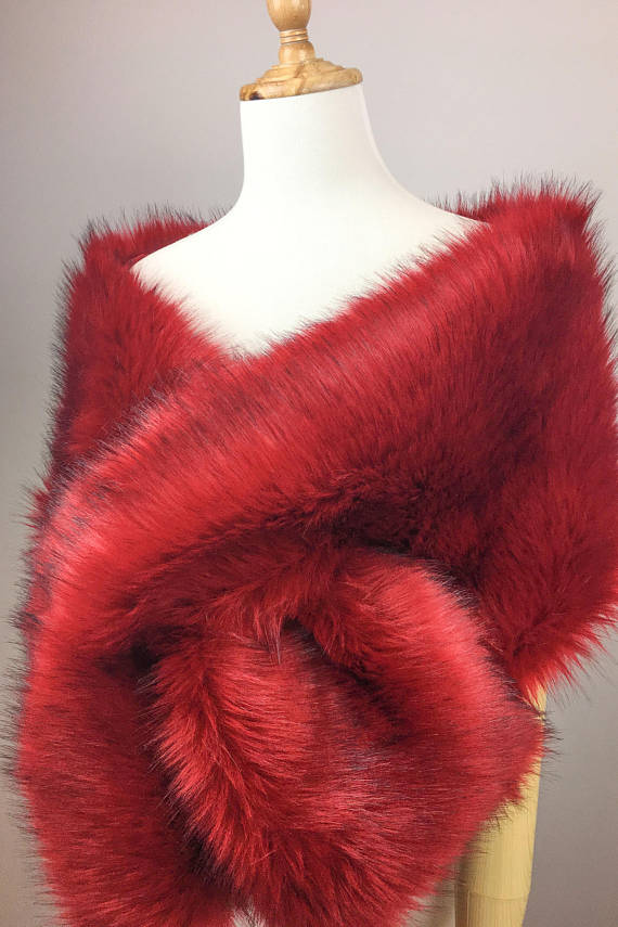 Red Fur Shawl (Lilian Red03)