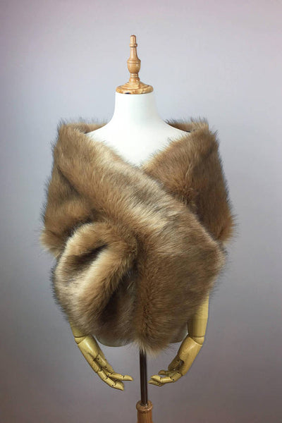 Honey Brown Fur Shawl (Lilian LBrw03) – Sissily Designs