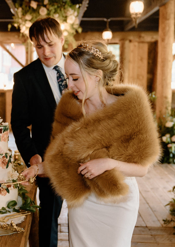Honey Brown Fur Shawl (Lilian LBrw03)